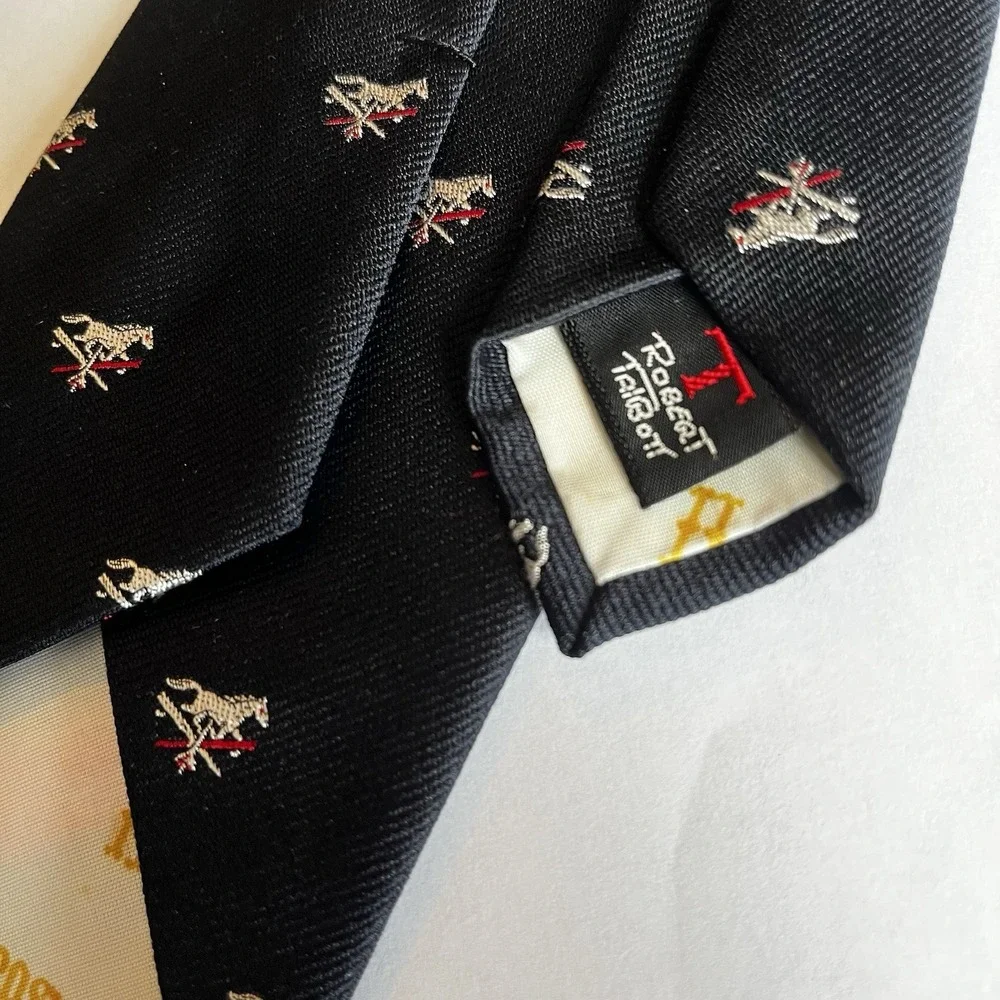 Robert Talbott VTG 60's‎ Equestrian Tie Horse Silk/Poly England Florida Collab
